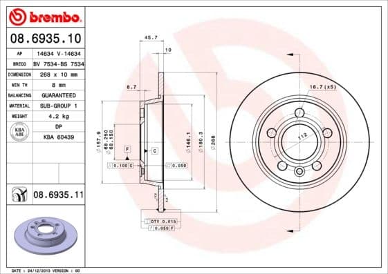 Bremžu diski BREMBO 08.6935.11 1