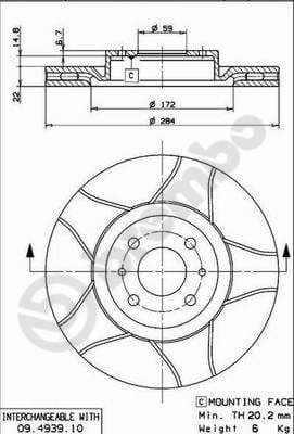 Bremžu diski BREMBO 09.4939.75 1