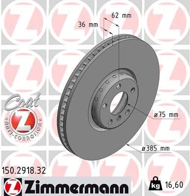 Bremžu diski ZIMMERMANN 150.2918.32 1