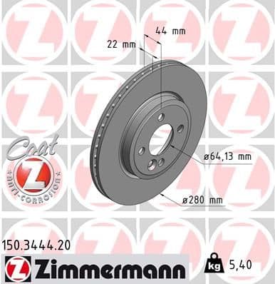 Bremžu diski ZIMMERMANN 150.3444.20 1