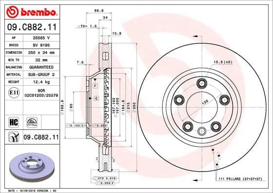 Bremžu diski BREMBO 09.C882.11 1