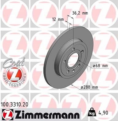 Bremžu diski ZIMMERMANN 100.3310.20 1