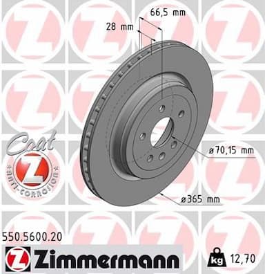 Bremžu diski ZIMMERMANN 550.5600.20 1