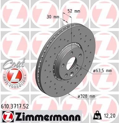 Bremžu diski ZIMMERMANN 610.3717.52 1