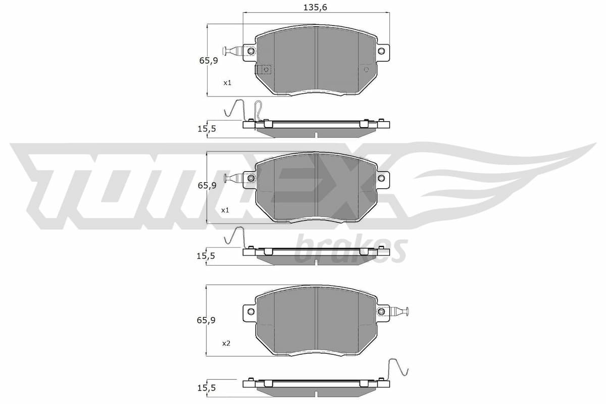 Bremžu uzliku kompl., Disku bremzes TOMEX Brakes TX 19-39 1