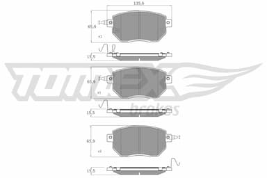 Bremžu uzliku kompl., Disku bremzes TOMEX Brakes TX 19-39 1