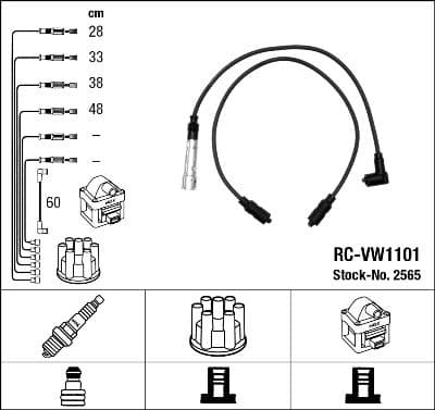 Augstsprieguma vadu komplekts NGK 2565 1