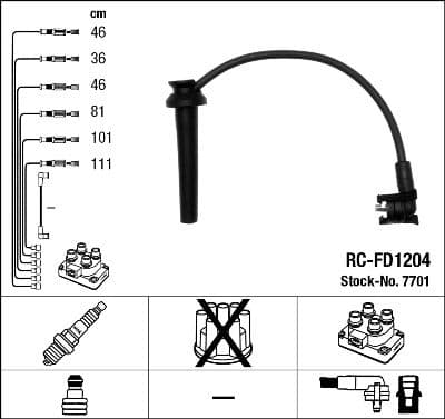 Augstsprieguma vadu komplekts NGK 7701 1