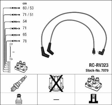 Augstsprieguma vadu komplekts NGK 7079 1