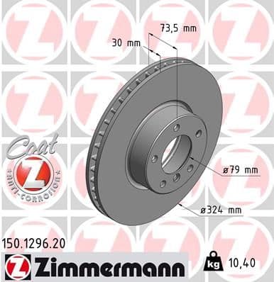 Bremžu diski ZIMMERMANN 150.1296.20 1