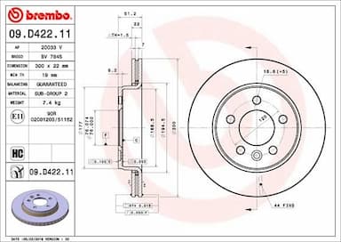 Bremžu diski BREMBO 09.D422.11 1