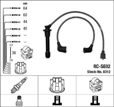 Augstsprieguma vadu komplekts NGK 8312 1