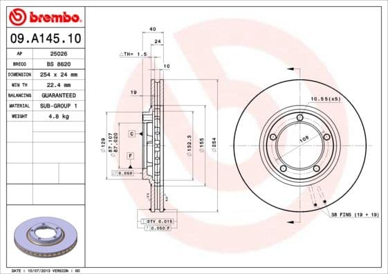 Bremžu diski BREMBO 09.A145.10 1