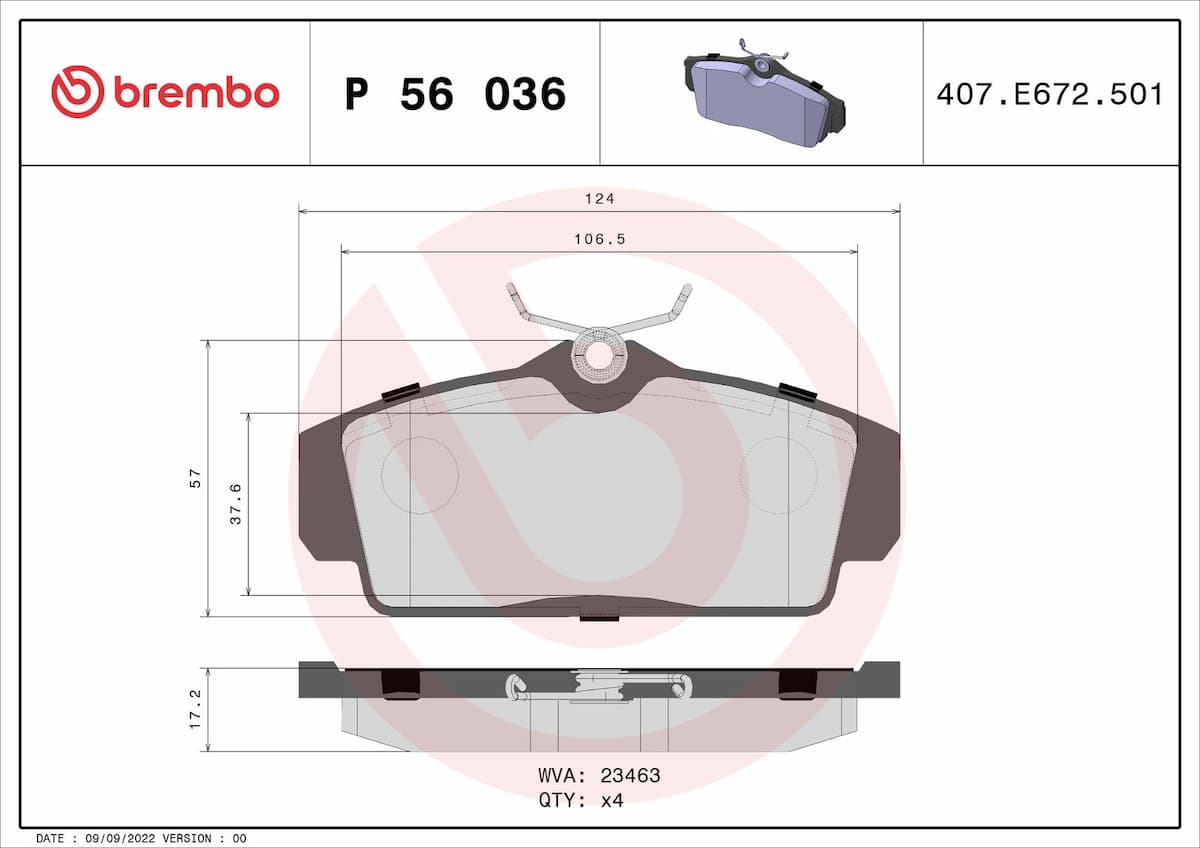 Bremžu uzliku kompl., Disku bremzes BREMBO P 56 036 1