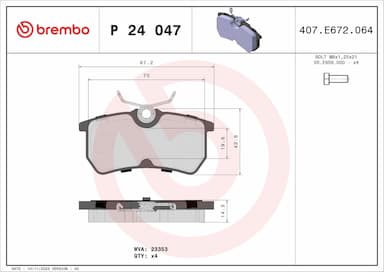 Bremžu uzliku kompl., Disku bremzes BREMBO P 24 047 1