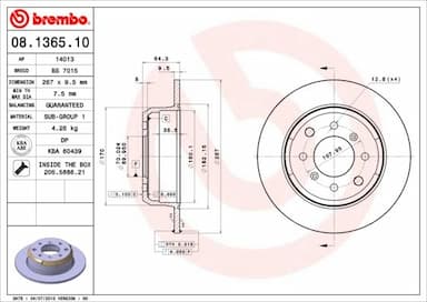 Bremžu diski BREMBO 08.1365.10 1