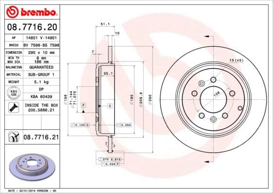 Bremžu diski BREMBO 08.7716.21 1