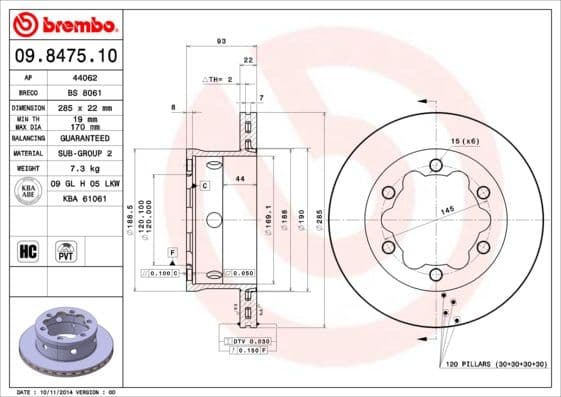 Bremžu diski BREMBO 09.8475.10 1