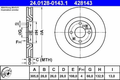 Bremžu diski ATE 24.0128-0143.1 1