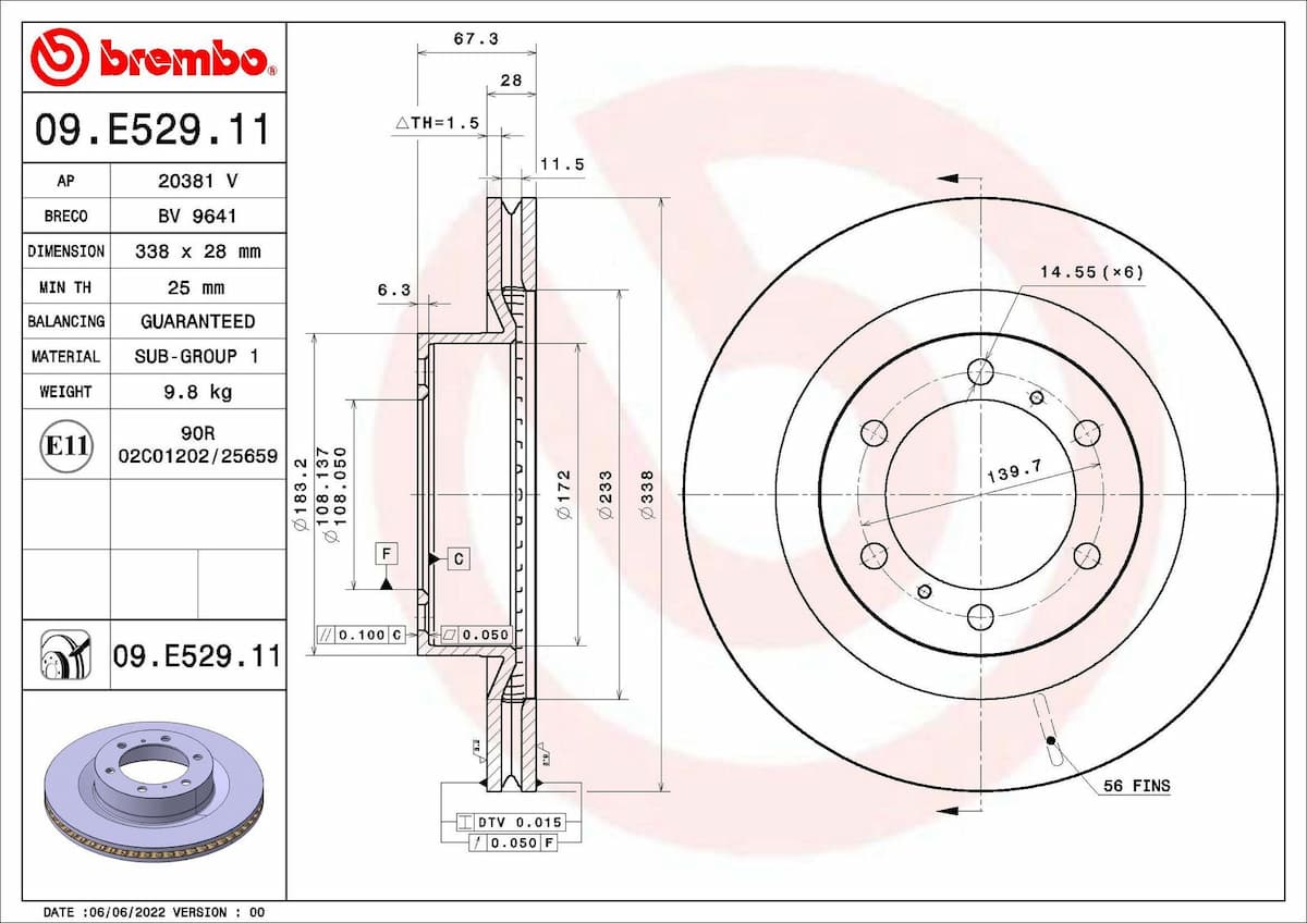 Bremžu diski BREMBO 09.E529.11 1