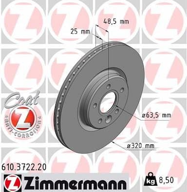 Bremžu diski ZIMMERMANN 610.3722.20 1