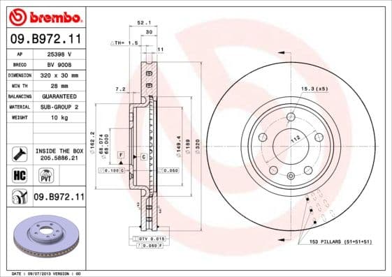 Bremžu diski BREMBO 09.B972.11 1