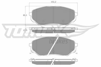 Bremžu uzliku kompl., Disku bremzes TOMEX Brakes TX 18-28 1