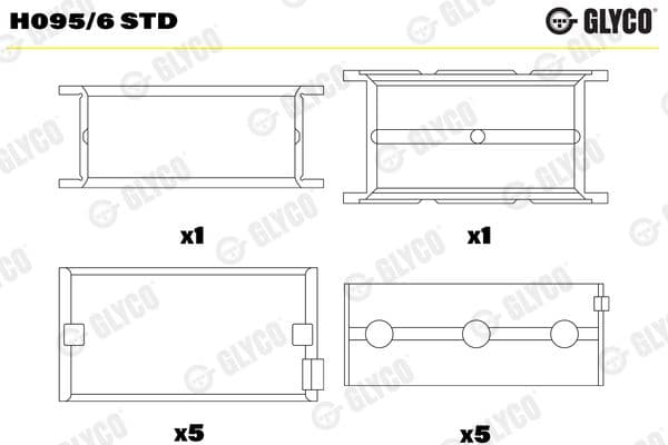 Kloķvārpstas gultnis GLYCO H095/6 STD 1