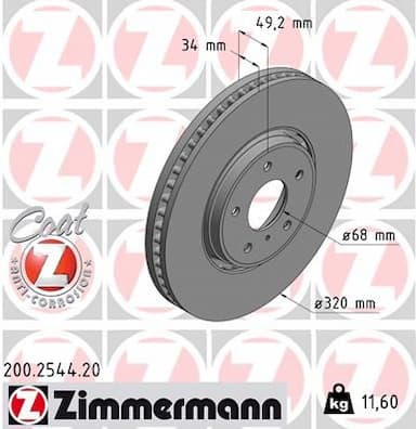 Bremžu diski ZIMMERMANN 200.2544.20 1