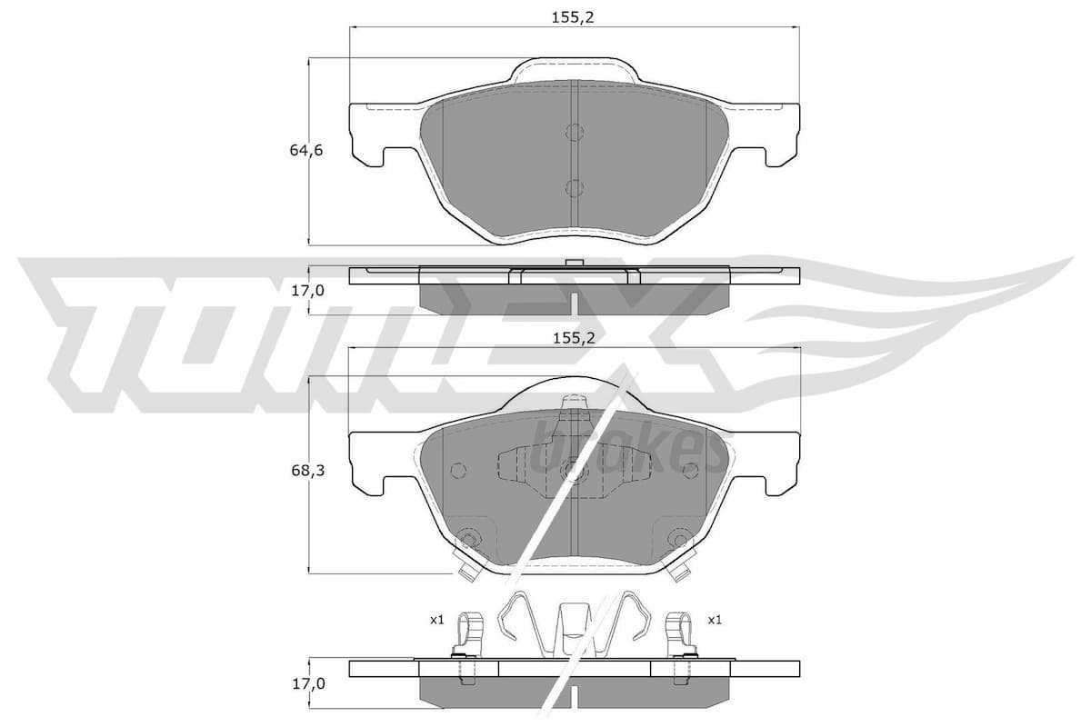 Bremžu uzliku kompl., Disku bremzes TOMEX Brakes TX 14-50 1