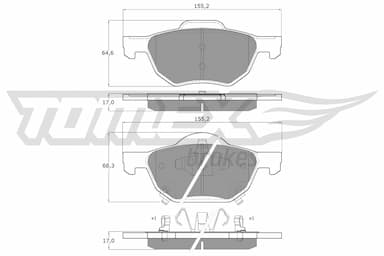 Bremžu uzliku kompl., Disku bremzes TOMEX Brakes TX 14-50 1