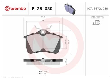 Bremžu uzliku kompl., Disku bremzes BREMBO P 28 030 1