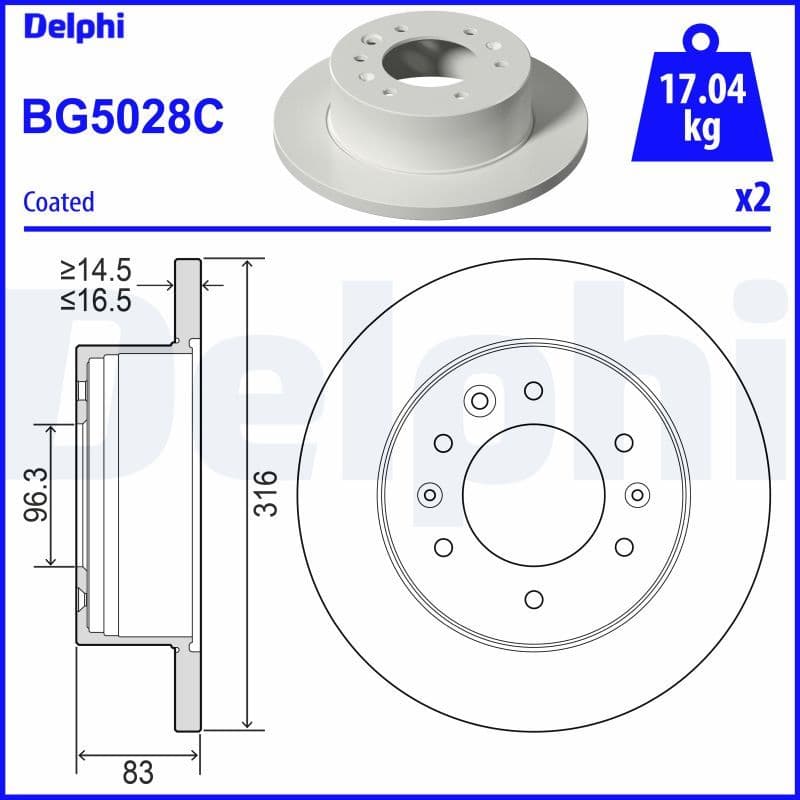 Bremžu diski DELPHI BG5028C 1