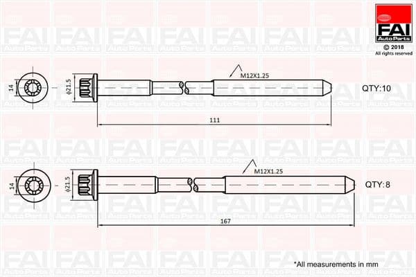 Cilindru galvas skrūvju komplekts FAI AutoParts B2124 1