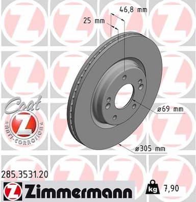 Bremžu diski ZIMMERMANN 285.3531.20 1