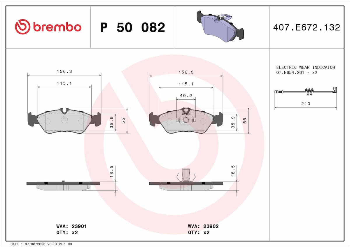 Bremžu uzliku kompl., Disku bremzes BREMBO P 50 082 1