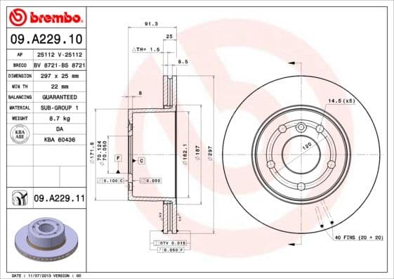 Bremžu diski BREMBO 09.A229.11 1