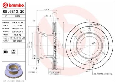 Bremžu diski BREMBO 09.6813.20 1