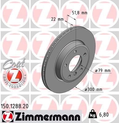 Bremžu diski ZIMMERMANN 150.1288.20 1