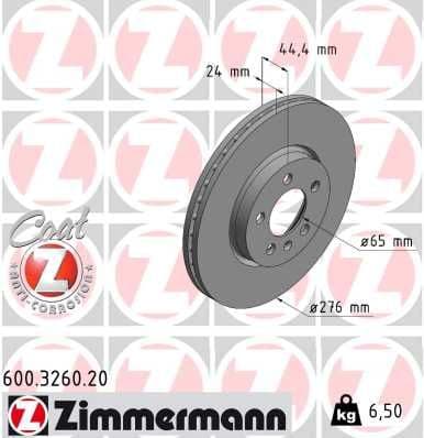 Bremžu diski ZIMMERMANN 600.3260.20 1