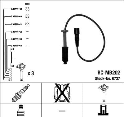 Augstsprieguma vadu komplekts NGK 0737 1