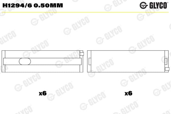 Kloķvārpstas gultnis GLYCO H1294/6 0.50mm 1