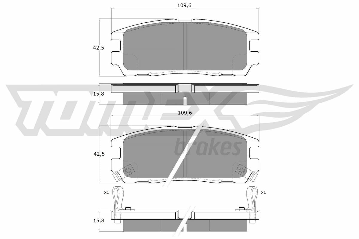 Bremžu uzliku kompl., Disku bremzes TOMEX Brakes TX 15-55 1