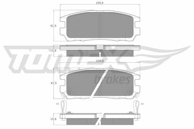 Bremžu uzliku kompl., Disku bremzes TOMEX Brakes TX 15-55 1