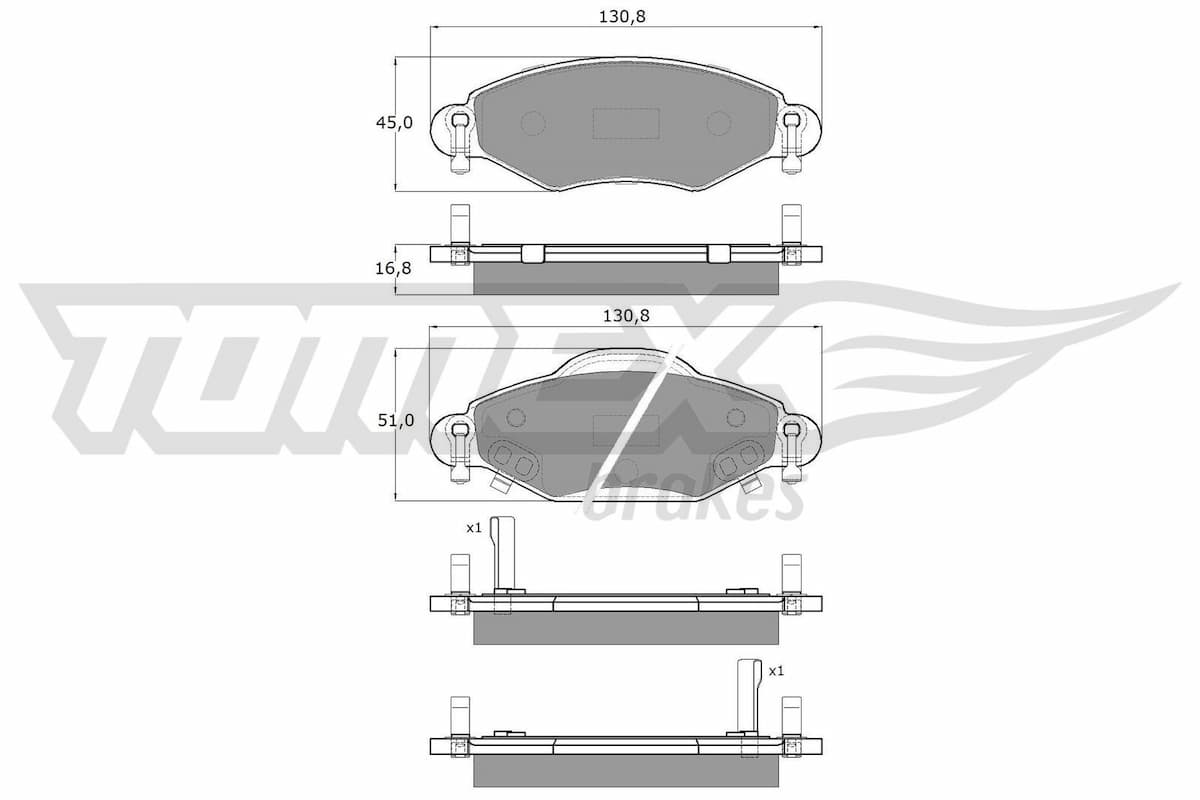 Bremžu uzliku kompl., Disku bremzes TOMEX Brakes TX 13-89 1