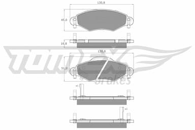 Bremžu uzliku kompl., Disku bremzes TOMEX Brakes TX 13-89 1