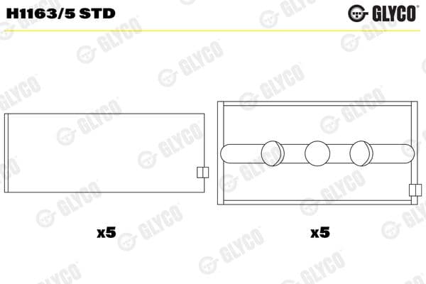 Kloķvārpstas gultnis GLYCO H1163/5 STD 1