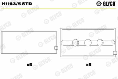 Kloķvārpstas gultnis GLYCO H1163/5 STD 1