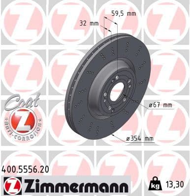 Bremžu diski ZIMMERMANN 400.5556.20 1