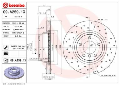 Bremžu diski BREMBO 09.A259.1X 1